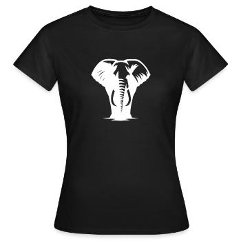 Elephant portrait proboscis with tusks - Women's T-Shirt - black - Front - AI Model Female 172 dark (172cm)