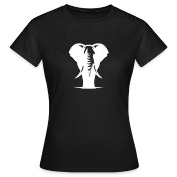 Elephant portrait proboscis with tusks - Women's T-Shirt - black - Front - AI Model Female 172 dark (172cm)