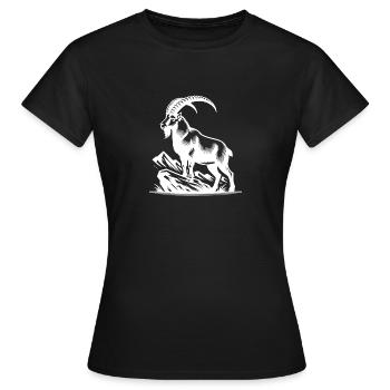 Capricorne avec d’énormes cornes - T-shirt Femme - noir - Devant - AI Model Female 172 dark (172cm)