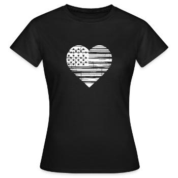 Drapeau des États-Unis Fierté nationale symbole Patriotique Coeur - T-shirt Femme - noir - Devant - AI Model Female 172 dark (172cm)
