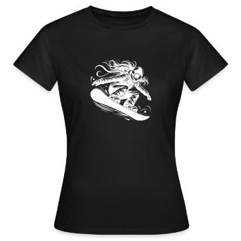 Dynamic snowboarder in action jump - Women's T-Shirt - black - Front - AI Model Female 172 dark (172cm)