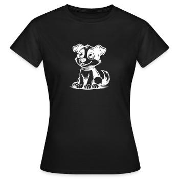 Funny dog with collar as a cute cartoon character - Women's T-Shirt - black - Front - AI Model Female 172 dark (172cm)