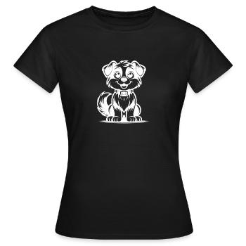 Glücklicher Vierbeiner mit niedlichem Lächeln - Frauen T-Shirt - Schwarz - Vorne - AI Model Female 172 dark (172cm)