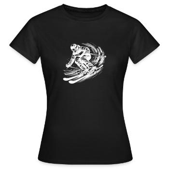 Skiing with impressive dynamics in the snow - Women's T-Shirt - black - Front - AI Model Female 172 dark (172cm)