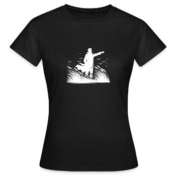 Un homme fier à la garde côtière en bord de mer - T-shirt Femme - noir - Devant - AI Model Female 172 dark (172cm)