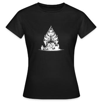 Voiture de dragster chaude avec moteur enflammé - T-shirt Femme - noir - Devant - AI Model Female 172 dark (172cm)