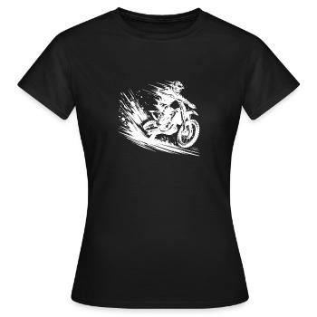 Motocross Dirtbike Sprung mit Staub und Dynamik - Frauen T-Shirt - Schwarz - Vorne - AI Model Female 172 dark (172cm)