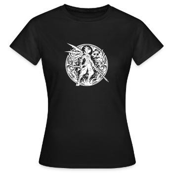 Cool Fantasy Fighter avec épée et ailes - T-shirt Femme - noir - Devant - AI Model Female 172 dark (172cm)