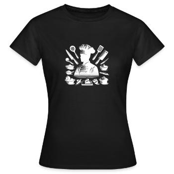 Hobbykoch und Küchen Material Silhouette Portrait - Frauen T-Shirt - Schwarz - Vorne - AI Model Female 172 dark (172cm)
