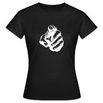 Blickfang Zeigefinger als Handgeste - Frauen T-Shirt - Schwarz - Vorne - AI Model Female 172 dark (172cm)