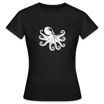 Huge octopus with eight arms - Women's T-Shirt - black - Front - AI Model Female 172 dark (172cm)