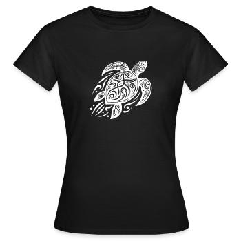 Powerful Pacific Turtle Meets Tribal - Women's T-Shirt - black - Front - AI Model Female 172 dark (172cm)
