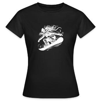 Powder snow and snowboarding - Women's T-Shirt - black - Front - AI Model Female 172 dark (172cm)