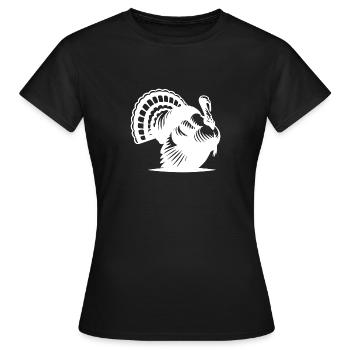 Riesiger fetter Truthahn mit Gefieder Federn - Frauen T-Shirt - Schwarz - Vorne - AI Model Female 172 dark (172cm)