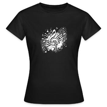Une musique qui éclate aux coutures en mouvement - T-shirt Femme - noir - Devant - AI Model Female 172 dark (172cm)
