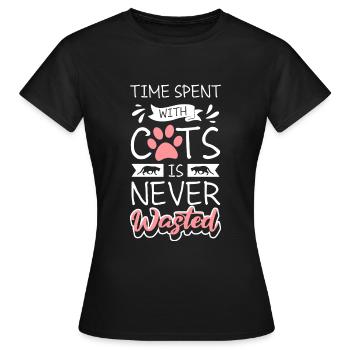 Chat Chat Ami Chat Maîtresse - T-shirt Femme - noir - Devant - AI Model Female 172 dark (172cm)