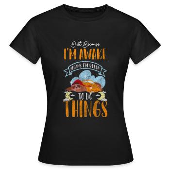Dormir, Se détendre, Se reposer, Pyjama - T-shirt Femme - noir - Devant - AI Model Female 172 dark (172cm)
