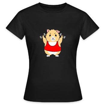 Meerschweinchen mit Hanteln - Frauen T-Shirt - Schwarz - Vorne - AI Model Female 172 dark (172cm)