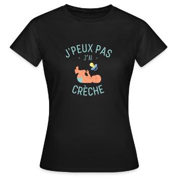 J peux pas j ai crèche - T-shirt Femme - noir - Devant - AI Model Female 172 dark (172cm)