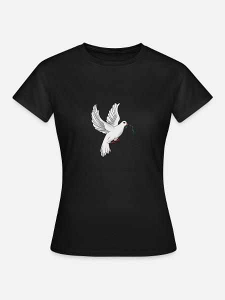 Friedenstaube mit Olivenzweig Taube Olive Zweig - Frauen T-Shirt - Schwarz