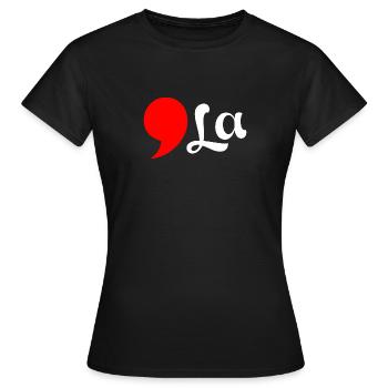 Distressed Comma La Funny - Women's T-Shirt - black - Front - AI Model Female 172 dark (172cm)
