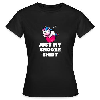 Einhorn Snooze Pyjama Nachthemd - Frauen T-Shirt - Schwarz - Vorne - AI Model Female 172 dark (172cm)