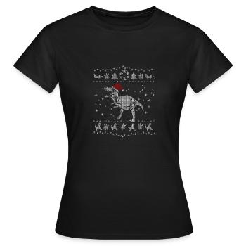 T-Rex laid de chemise de dinosaure de Noël - T-shirt Femme - noir - Devant - AI Model Female 172 dark (172cm)