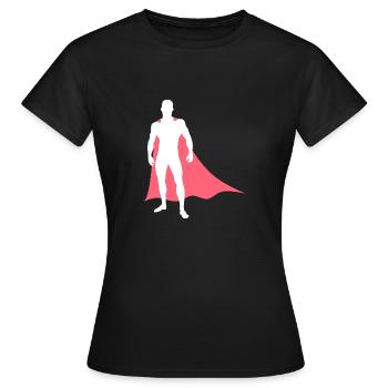 Superhero with cape - Women's T-Shirt - black - Front - AI Model Female 172 dark (172cm)