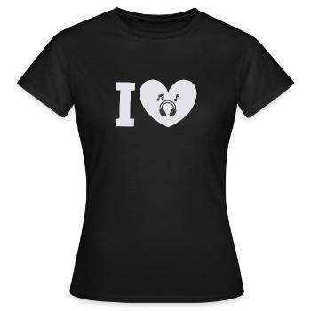 I love Music – Rock Musik, Star, Disco, Musikhören - Frauen T-Shirt - Schwarz - Vorne - AI Model Female 172 dark (172cm)