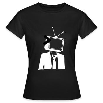 Tv Fernseher als Kopf - Frauen T-Shirt - Schwarz - Vorne - AI Model Female 172 dark (172cm)