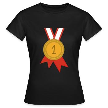 Medaille Erster Platz Sport - Frauen T-Shirt - Schwarz - Vorne - AI Model Female 172 dark (172cm)