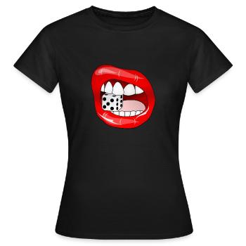 Dés de bouche sexy jeu cadeau Lèvres Kniffel - T-shirt Femme - noir - Devant - AI Model Female 172 dark (172cm)