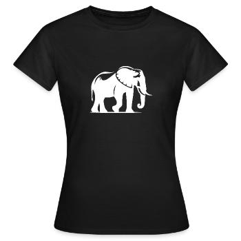 Elephant silhouette portrait with tusks - Women's T-Shirt - black - Front - AI Model Female 172 dark (172cm)