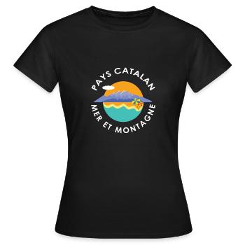 Katalanisches Landmeer und Berg - Frauen T-Shirt - Schwarz - Vorne - AI Model Female 172 dark (172cm)
