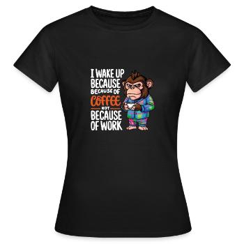 Café du matin matin chimpanzé avec café - T-shirt Femme - noir - Devant - AI Model Female 172 dark (172cm)