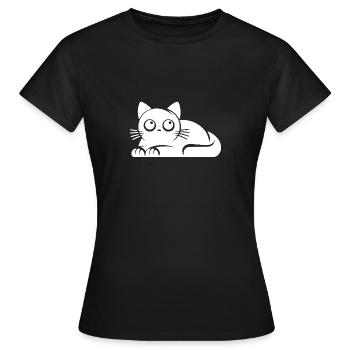 Chat innocent Humour Chats Dessin - T-shirt Femme - noir - Devant - AI Model Female 172 dark (172cm)