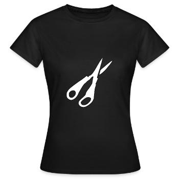 Schere Silhouette - Frauen T-Shirt - Schwarz - Vorne - AI Model Female 172 dark (172cm)