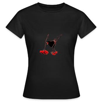 Blackbird with rowan berries - Women's T-Shirt - black - Front - AI Model Female 172 dark (172cm)