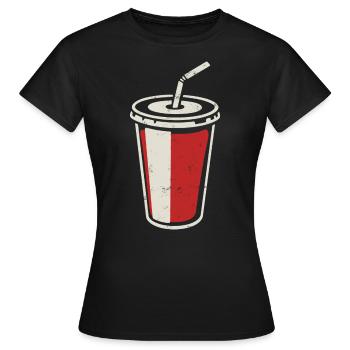 Gobelet Coca avec paille - boisson glacée - T-shirt Femme - noir - Devant - AI Model Female 172 dark (172cm)