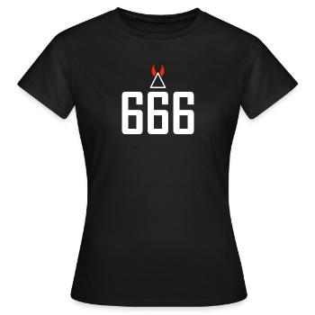 666 - Frauen T-Shirt - Schwarz - Vorne - AI Model Female 172 dark (172cm)