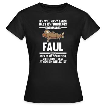 Faultier Faul Faule Geschenk - Frauen T-Shirt - Schwarz - Vorne - AI Model Female 172 dark (172cm)