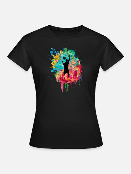 Volleyball Schmettern PopArt - Frauen T-Shirt - Schwarz