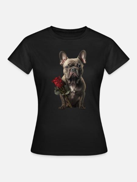 Französische Bulldogge Valentins Tag - Frauen T-Shirt - Schwarz