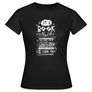 Livres Nerd Book Library Lire des romans policiers - T-shirt Femme - noir - Devant - AI Model Female 172 dark (172cm)