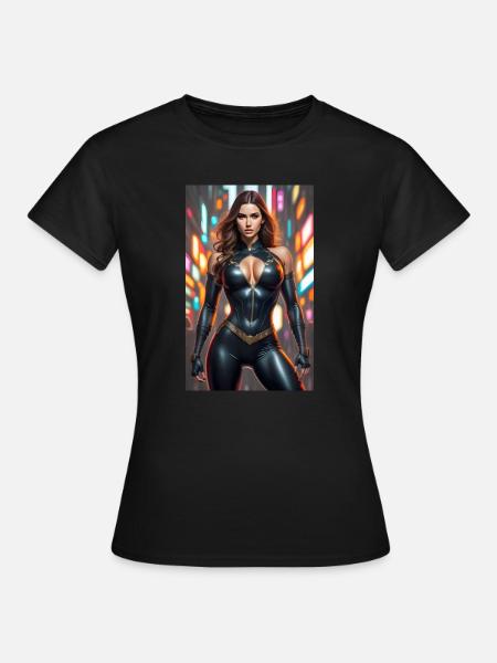 Anime Superheldin - Dame-T-shirt - sort
