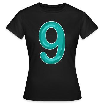 Zahl 9 - Neun - 9 Motiv - Frauen T-Shirt - Schwarz - Vorne - AI Model Female 172 dark (172cm)