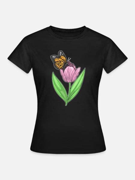 Schmetterling Tulpe - Frauen T-Shirt - Schwarz