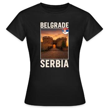 Belgrade, Serbie - T-shirt Femme - noir - Devant - AI Model Female 172 dark (172cm)