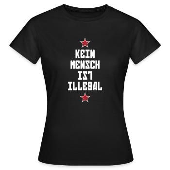 No One Is Illegal - Migration - Illegality - Women's T-Shirt - black - Front - AI Model Female 172 dark (172cm)