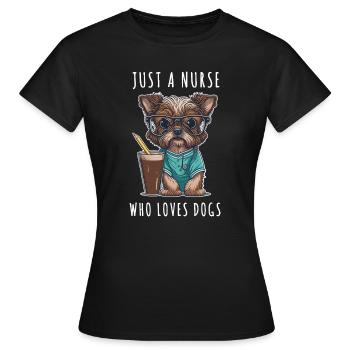 Einfach eine Krankenschwester, die Hunde liebt, lustige Gesundheitsversorgung - Frauen T-Shirt - Schwarz - Vorne - AI Model Female 172 dark (172cm)